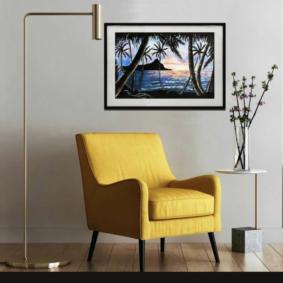 Original Art Print Of Diamond Head Size  8×12 "Velvet Diamond" / Hawaiian Art - Picture 7 of 10